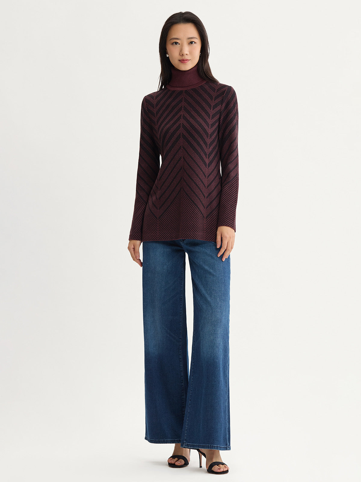 Chevron Turtleneck Knit Tunic