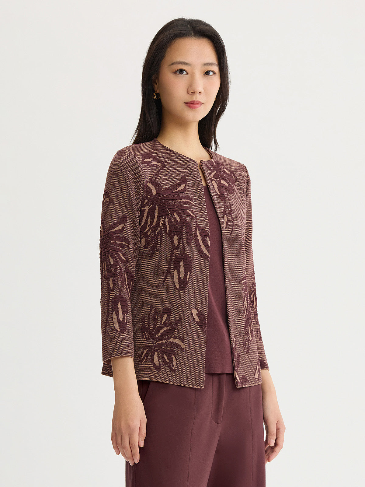 Heritage Floral Jacquard Flat Knit Jacket
