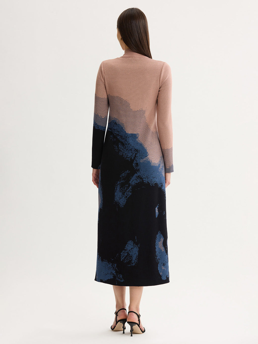 Landscape Mock Neck Knit Maxi Dress
