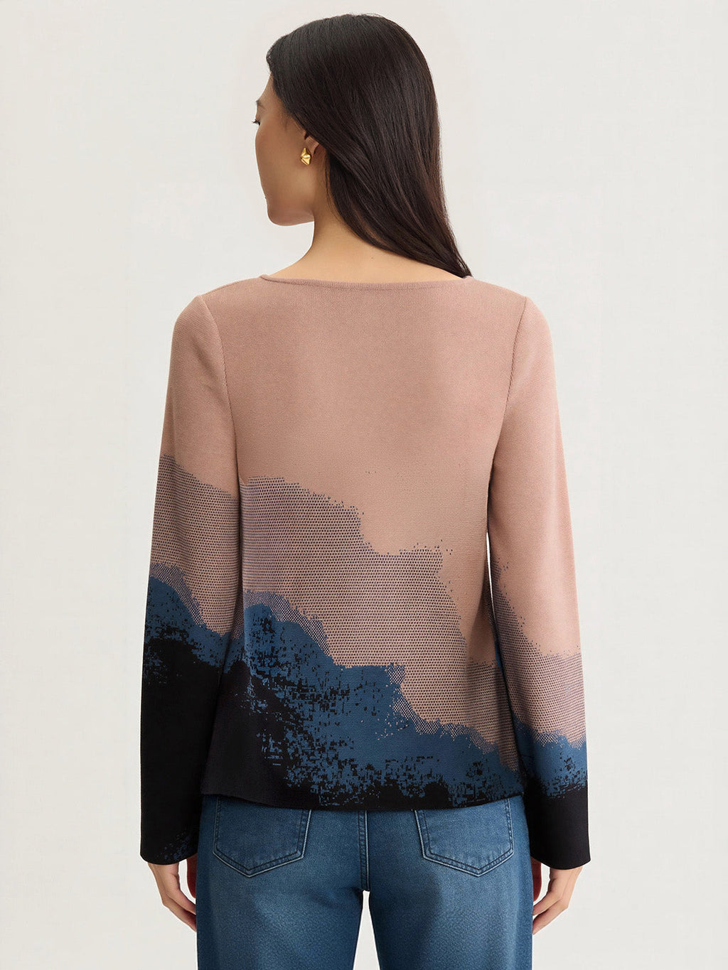 Landscape Bell Sleeve Knit Top