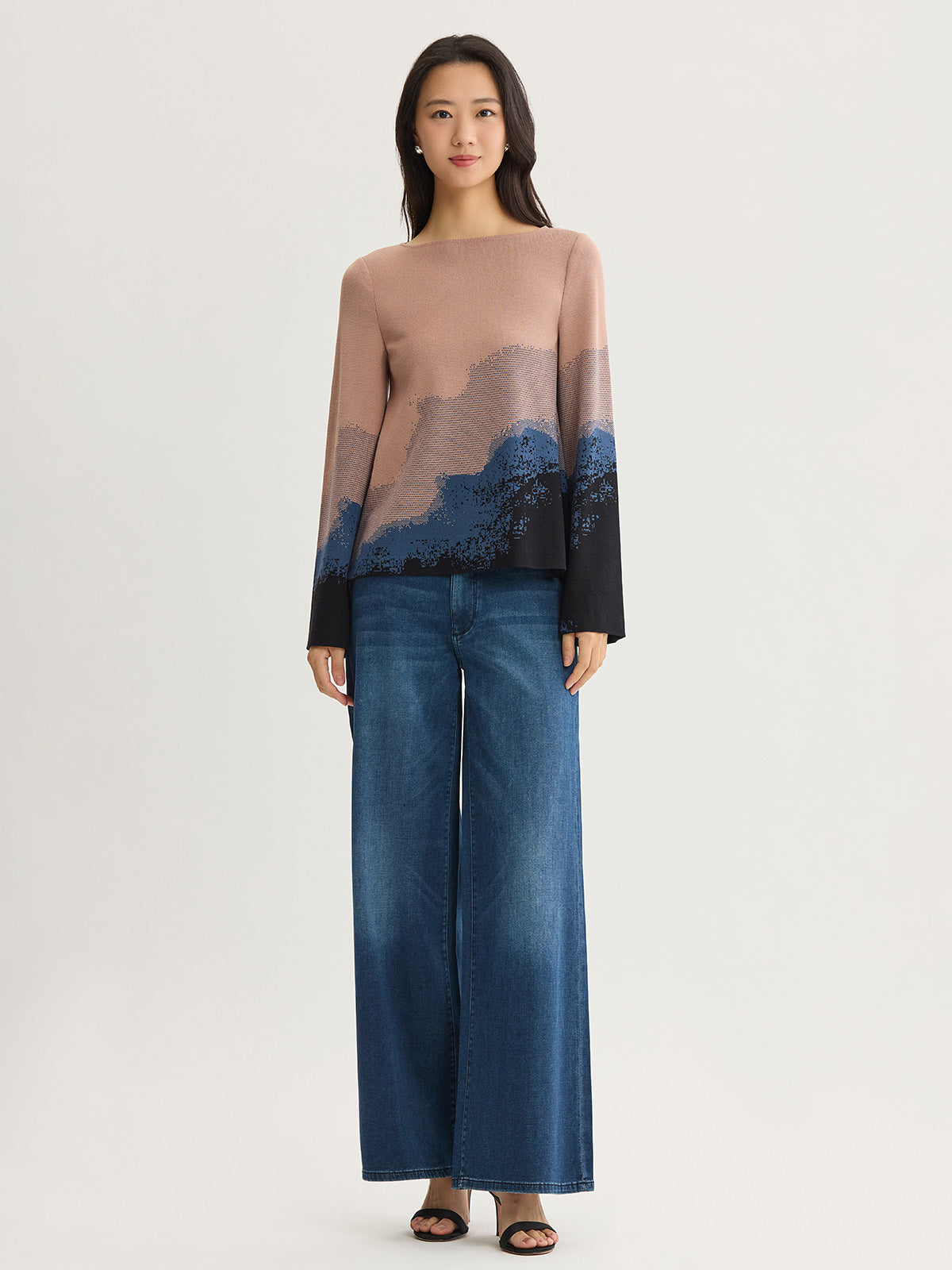 Landscape Bell Sleeve Knit Top