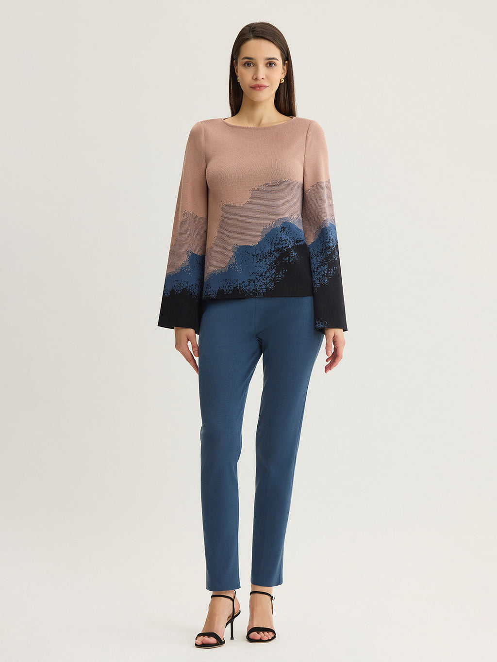 Landscape Bell Sleeve Knit Top