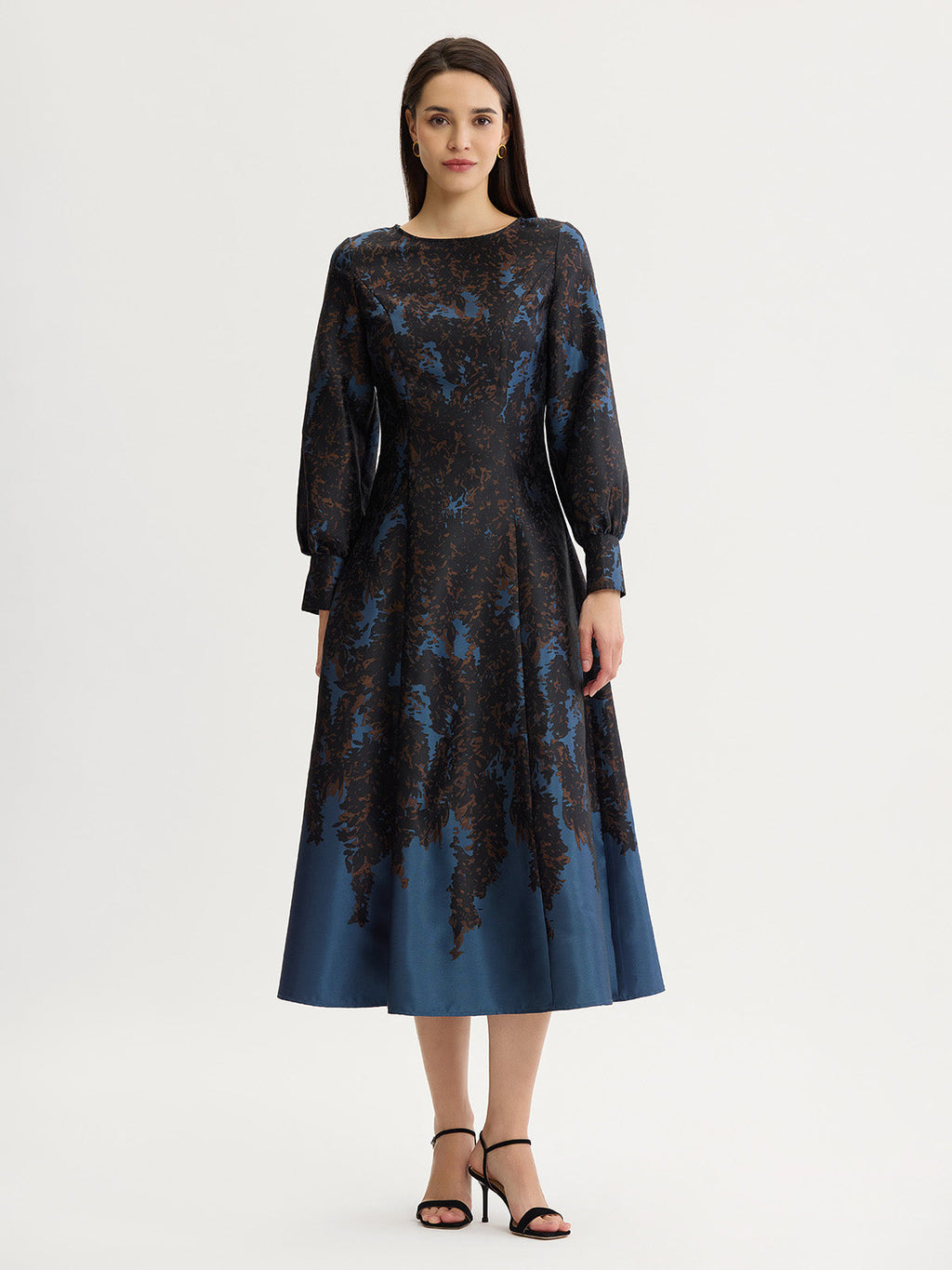 A-Line Bloomscape Jacquard Woven Maxi Dress