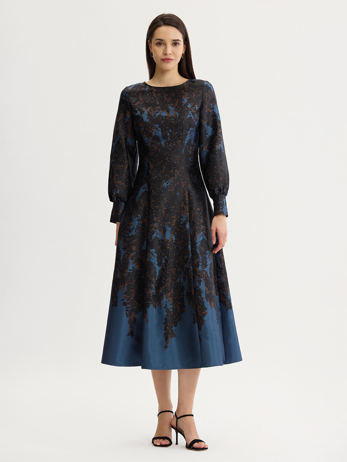 A-Line Bloomscape Jacquard Woven Maxi Dress