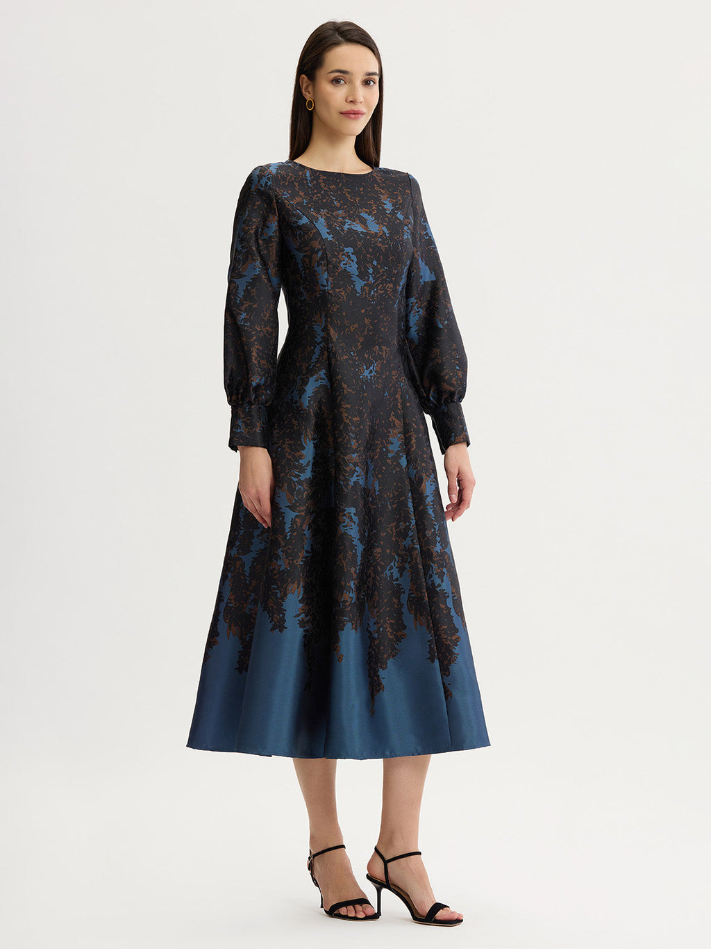 A-Line Bloomscape Jacquard Woven Maxi Dress