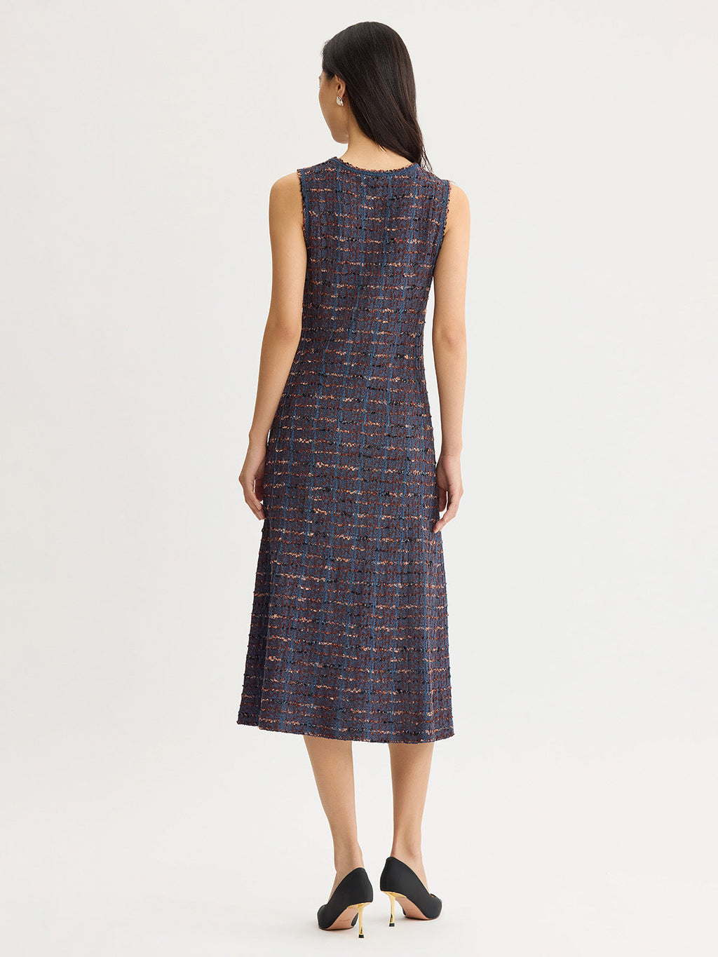 Sleeveless A-Line Ribbon Knit Maxi Dress