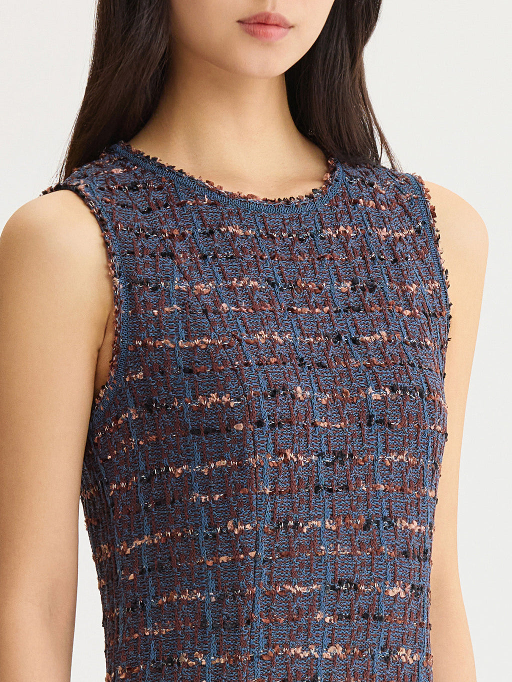 Sleeveless A-Line Ribbon Knit Maxi Dress