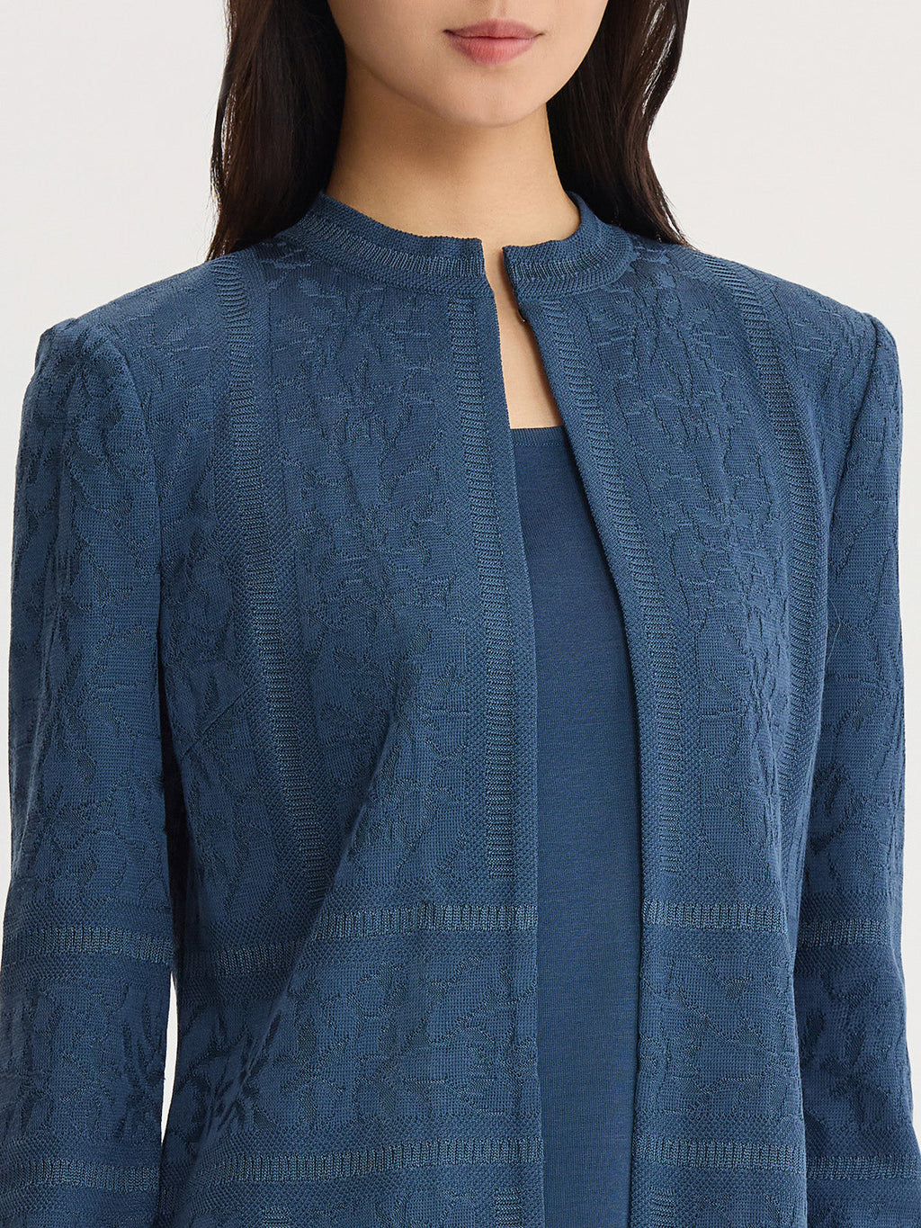 Heritage Tonal Floral Burnout Knit Jacket