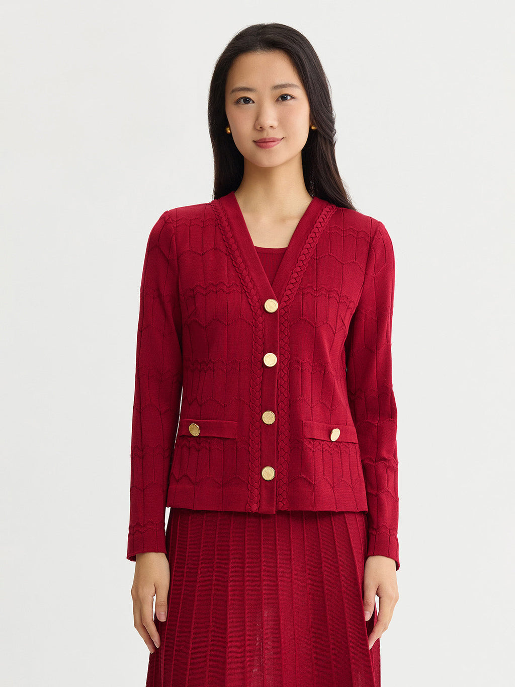 Heritage Braided Trim Knit Cardigan