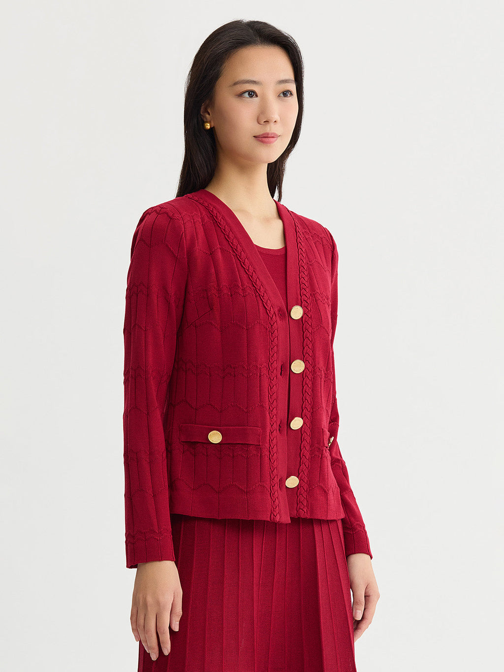 Heritage Braided Trim Knit Cardigan