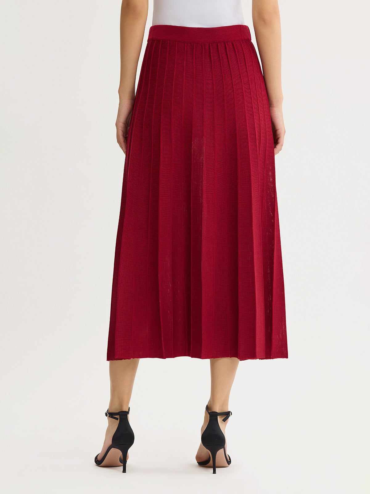 Flared Wide Ribbed Soft Knit Maxi Skirt