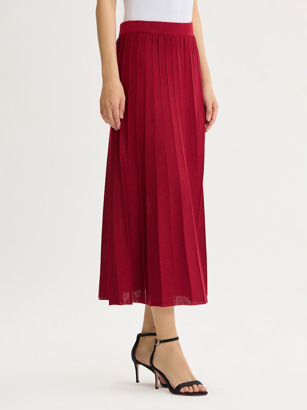 Flared Wide Ribbed Soft Knit Maxi Skirt