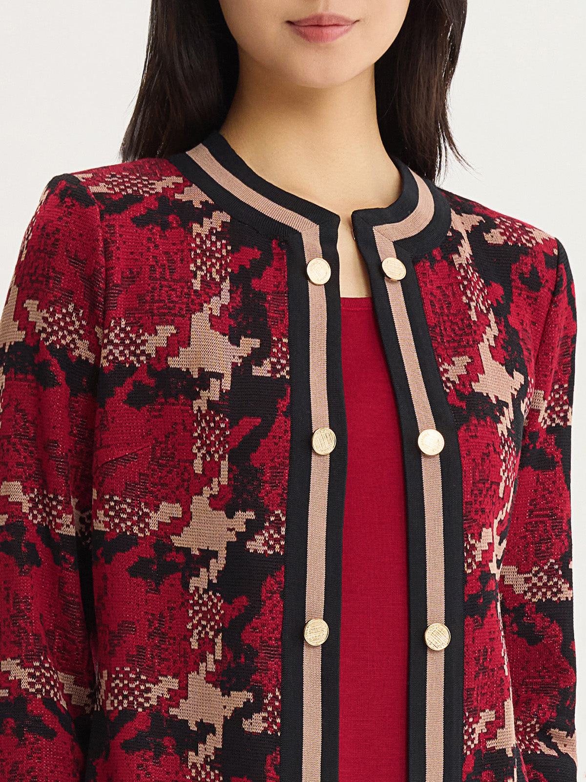 Heritage Abstract Houndstooth Knit Jacket