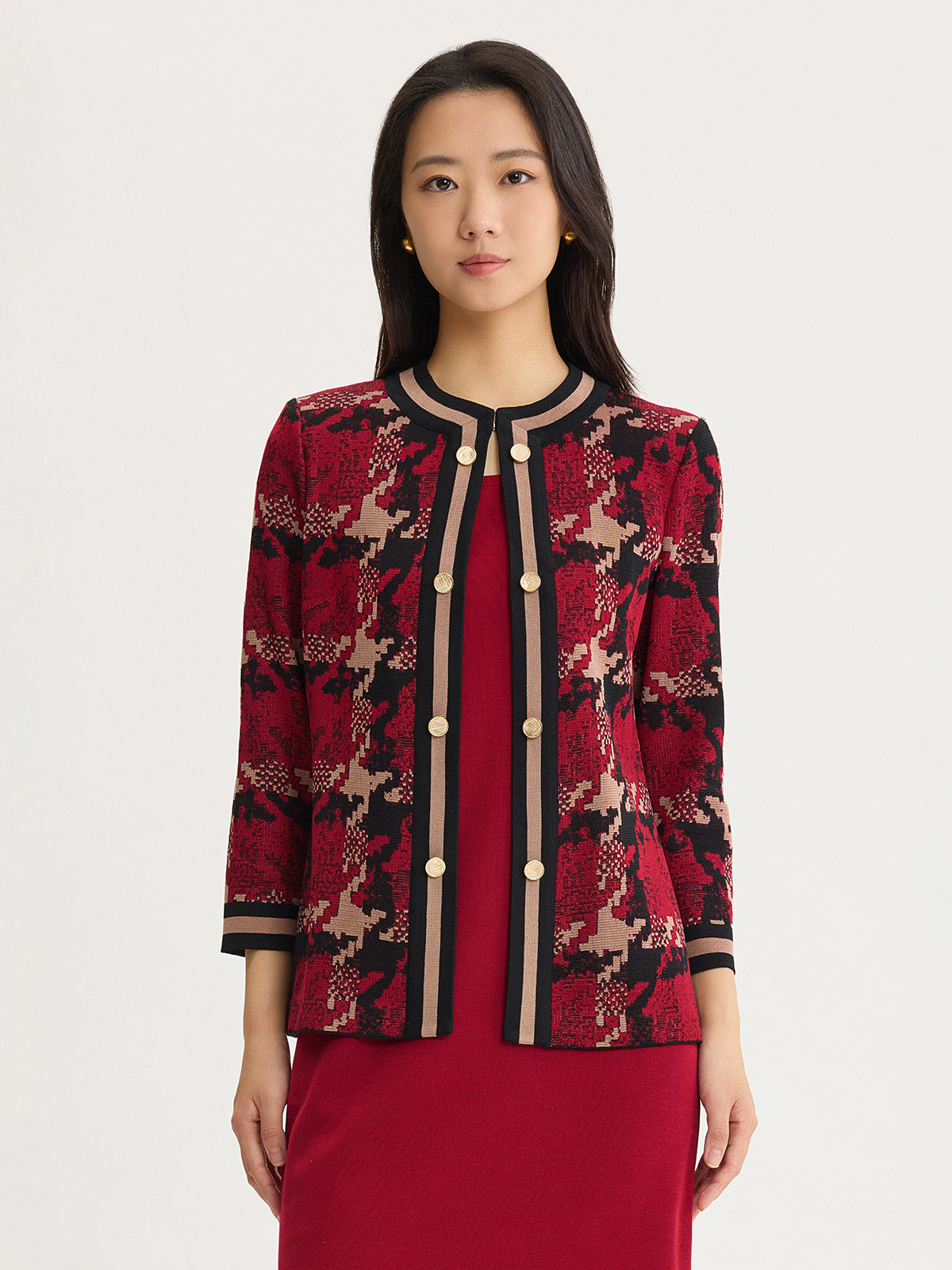 Heritage Abstract Houndstooth Knit Jacket
