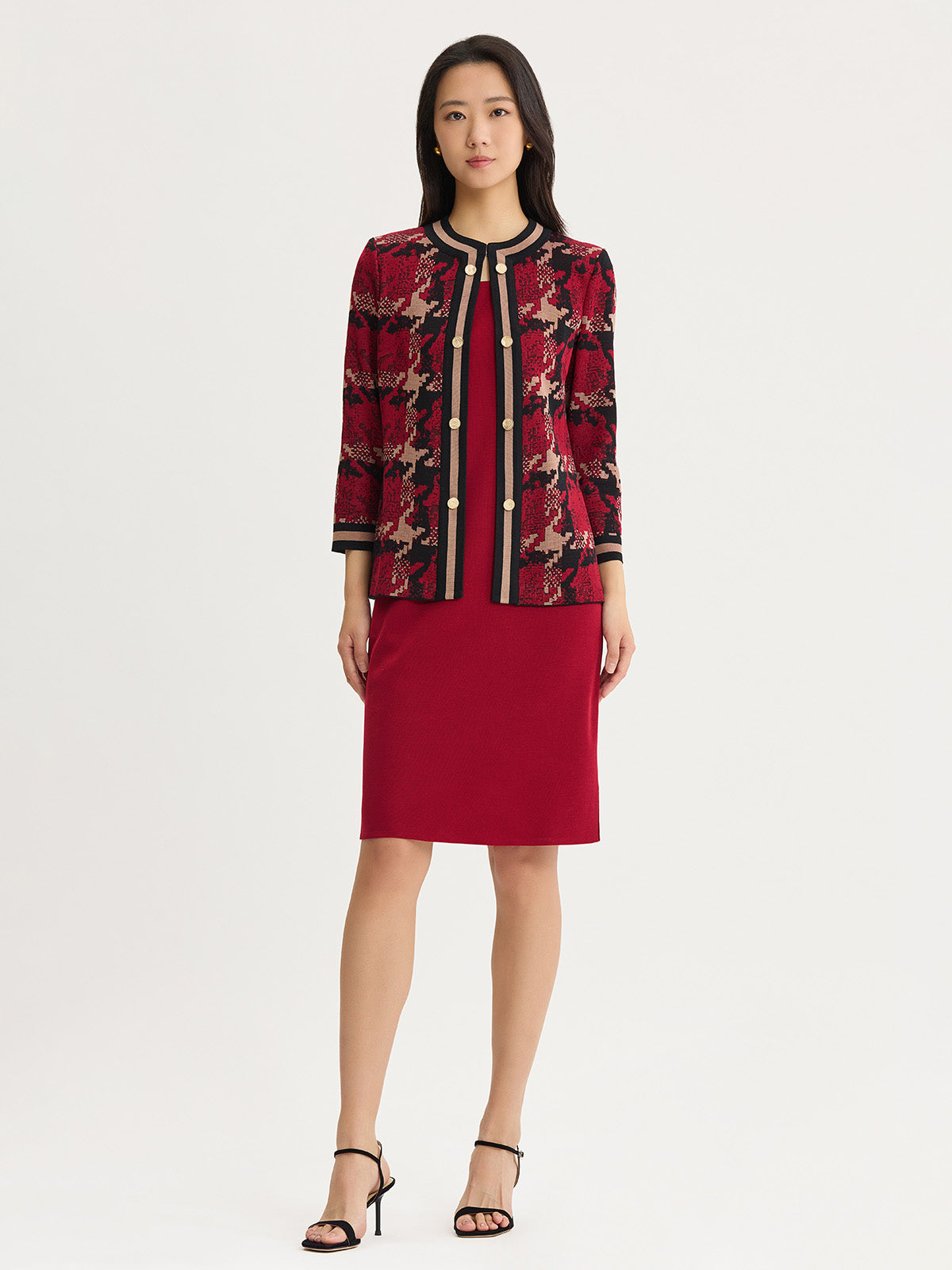 Heritage Abstract Houndstooth Knit Jacket