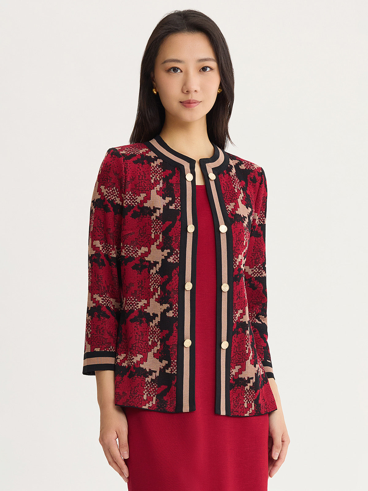 Heritage Abstract Houndstooth Knit Jacket