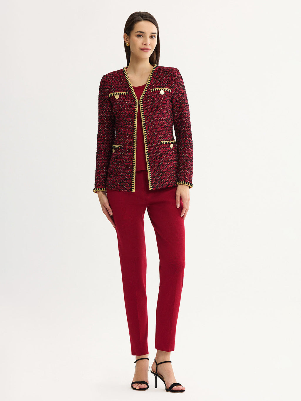 Heritage Lurex Gold Trim Tweed Knit Jacket