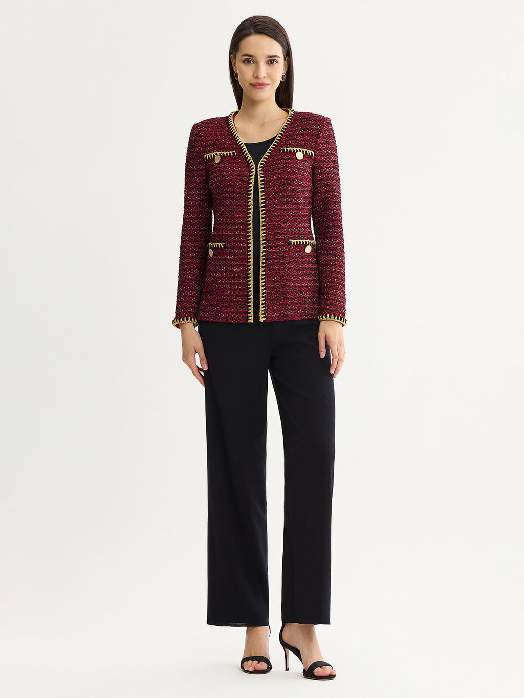 Heritage Lurex Gold Trim Tweed Knit Jacket