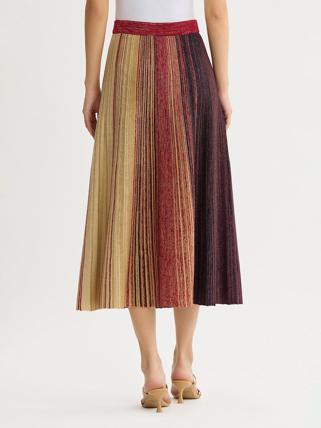 Flared Shimmer Lurex Knit Maxi Skirt
