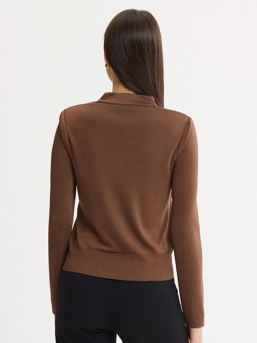 Embroidered Metallic Knit Top