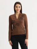 Embroidered Metallic Knit Top