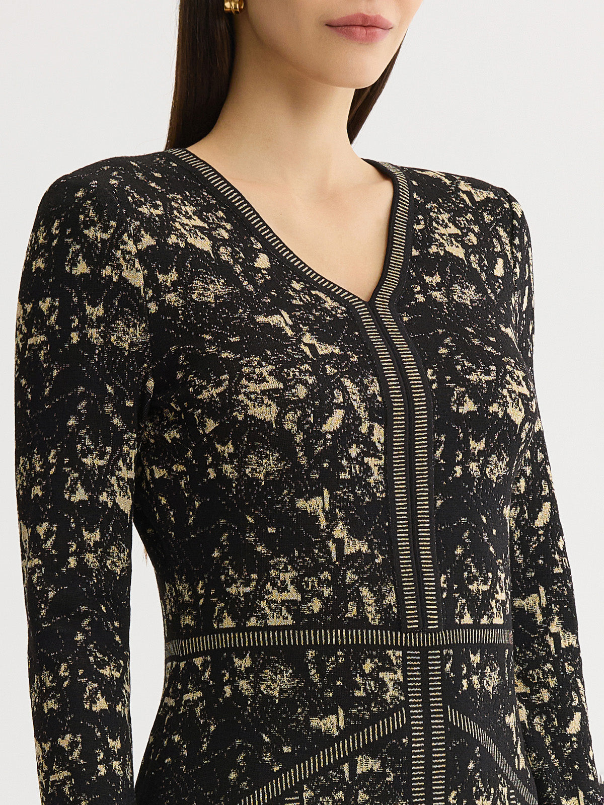 Lurex Abstract Soft Knit Sheath Dress