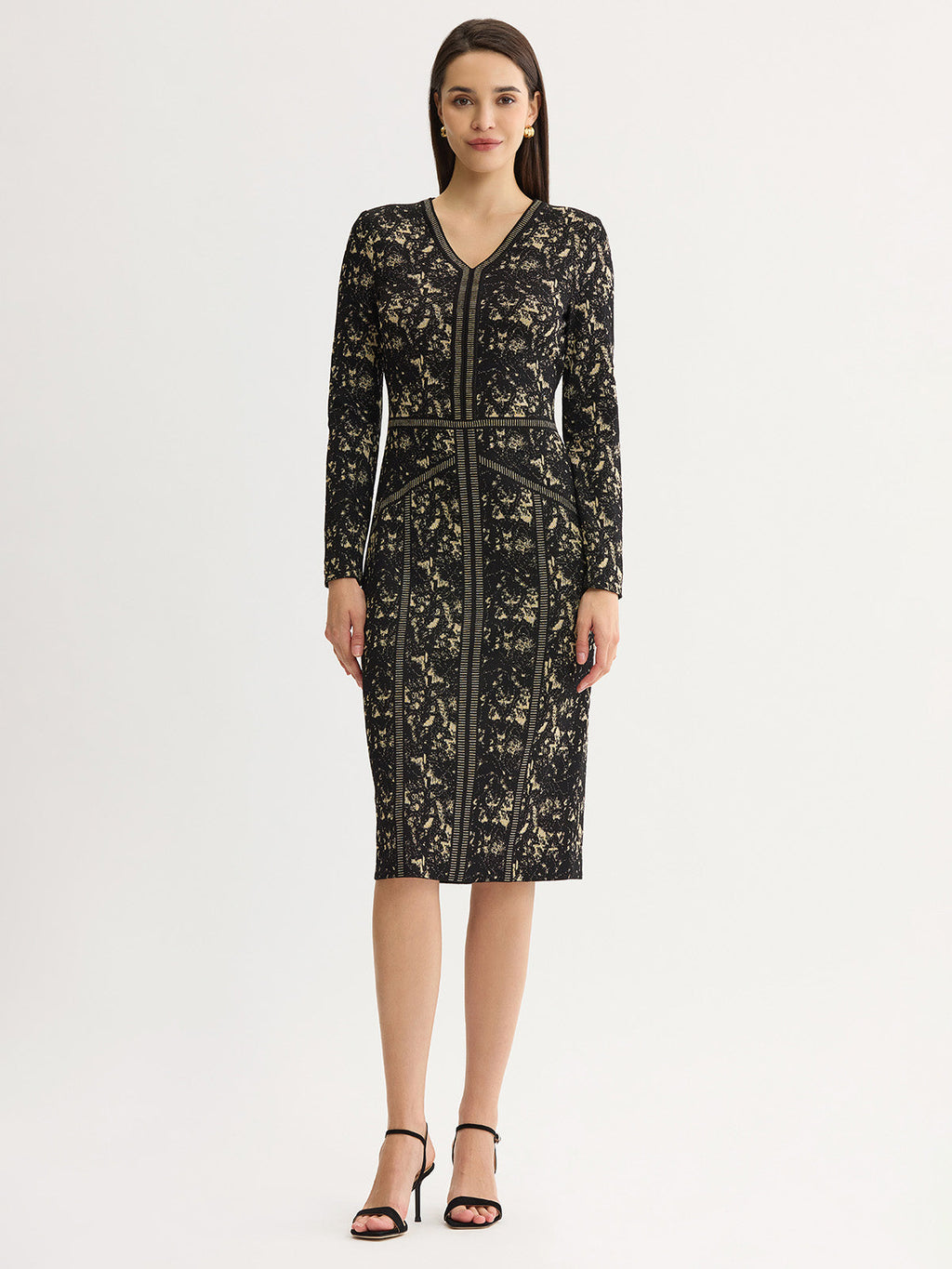 Lurex Abstract Soft Knit Sheath Dress