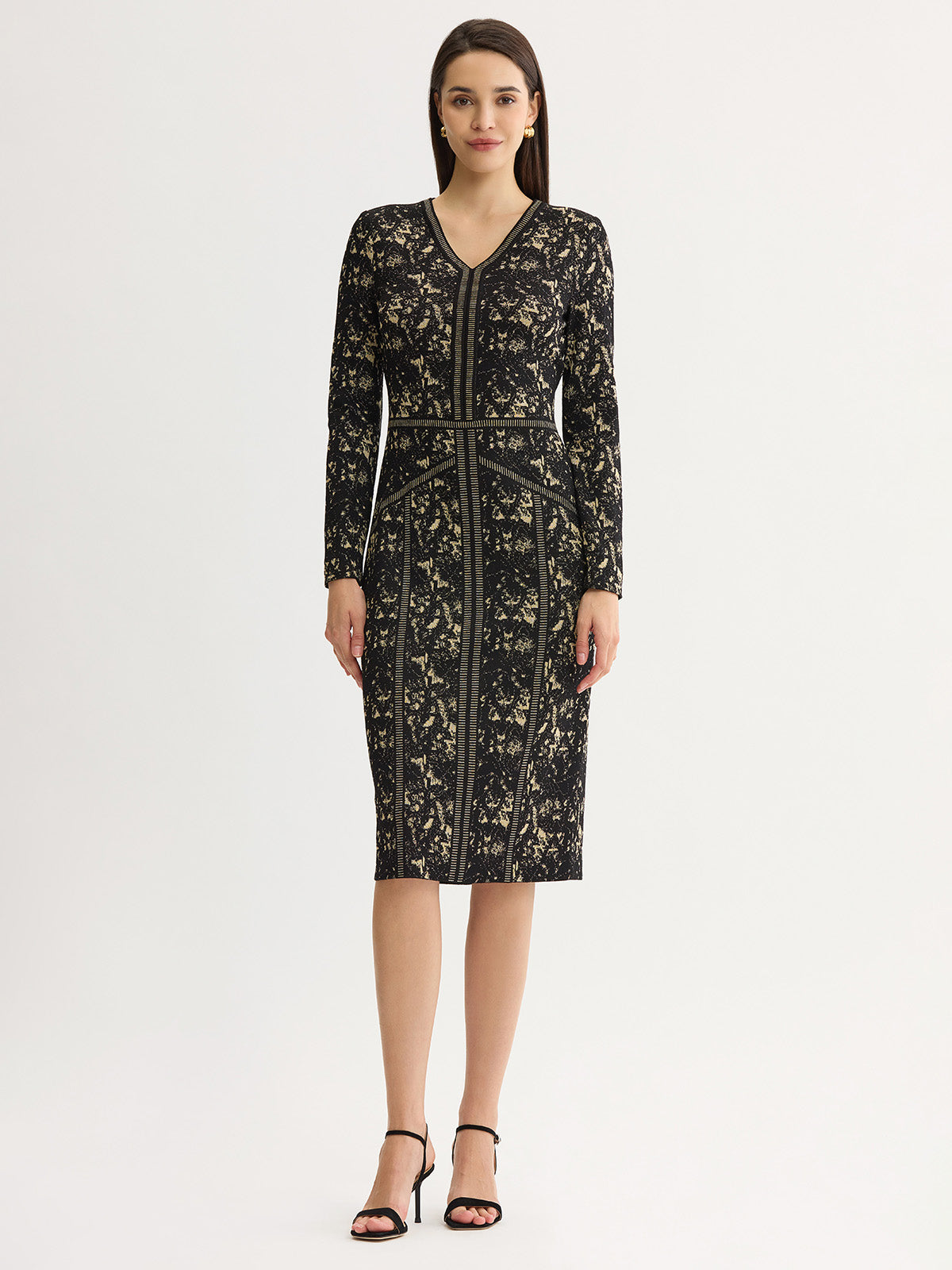 Lurex Abstract Soft Knit Sheath Dress