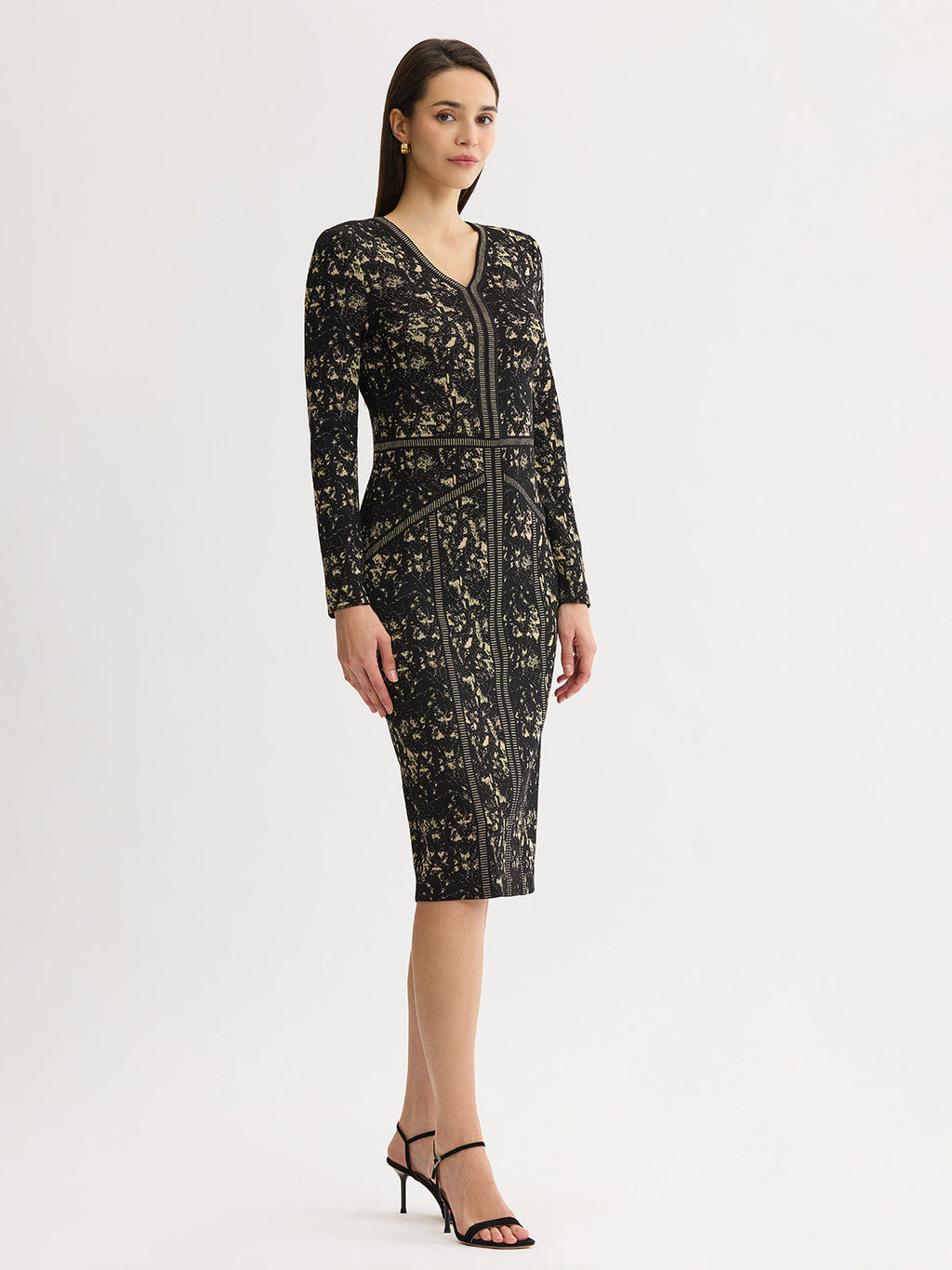 Lurex Abstract Soft Knit Sheath Dress