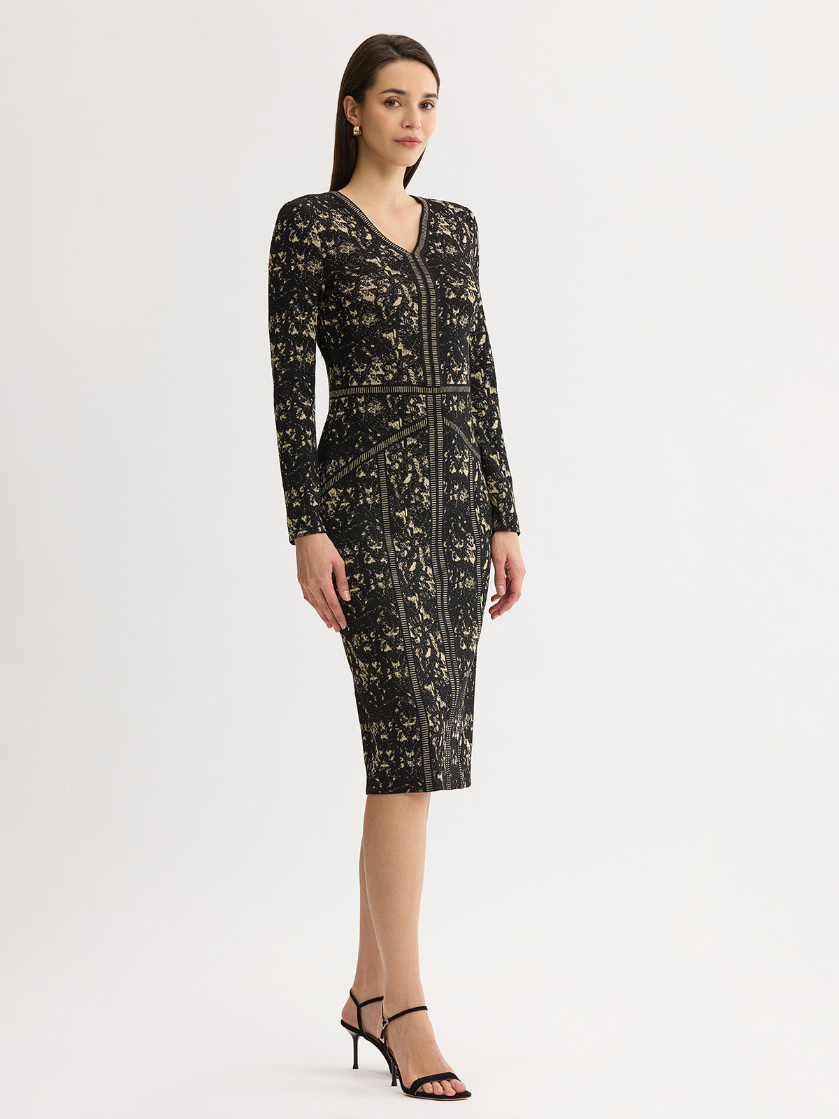 Lurex Abstract Soft Knit Sheath Dress
