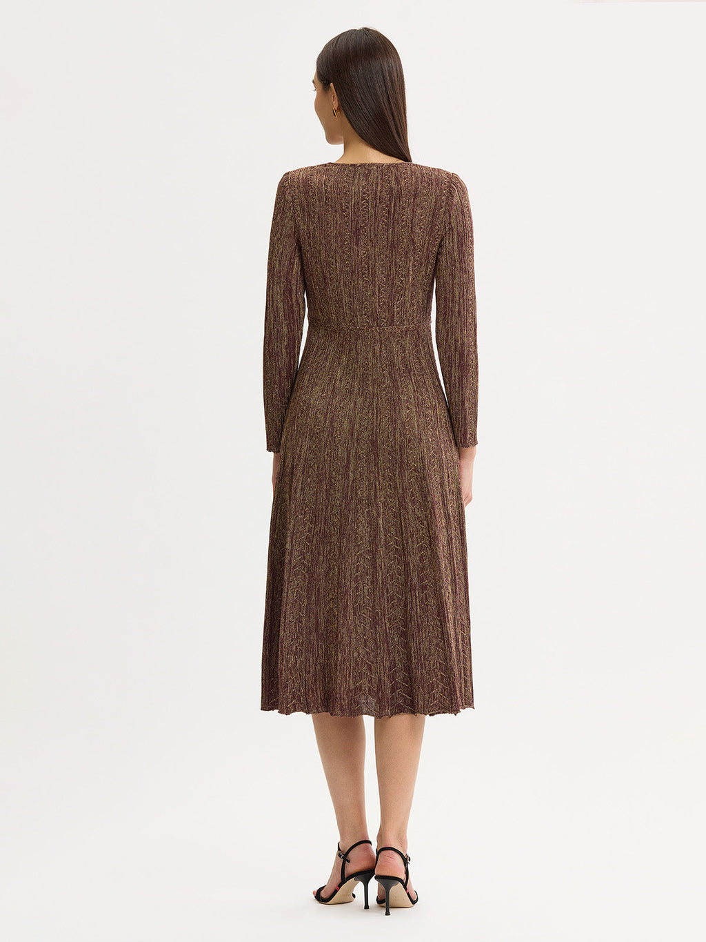 Fit & Flare Shimmer Lurex Knit Maxi Dress