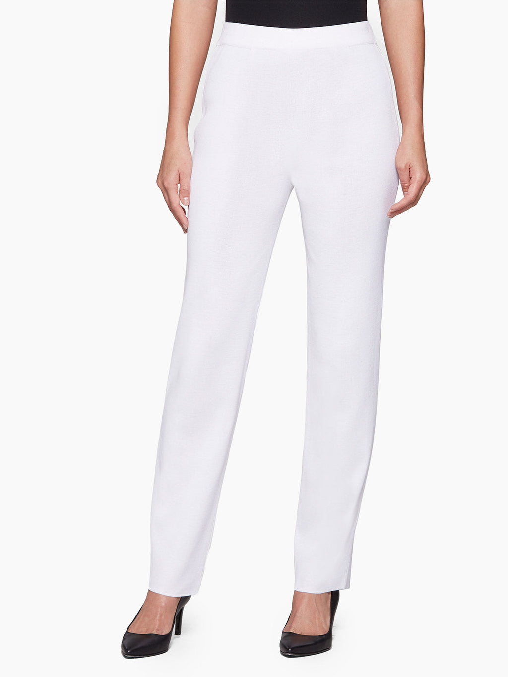 Nancy Straight Leg Mylana Knit Pant, White - True Fit