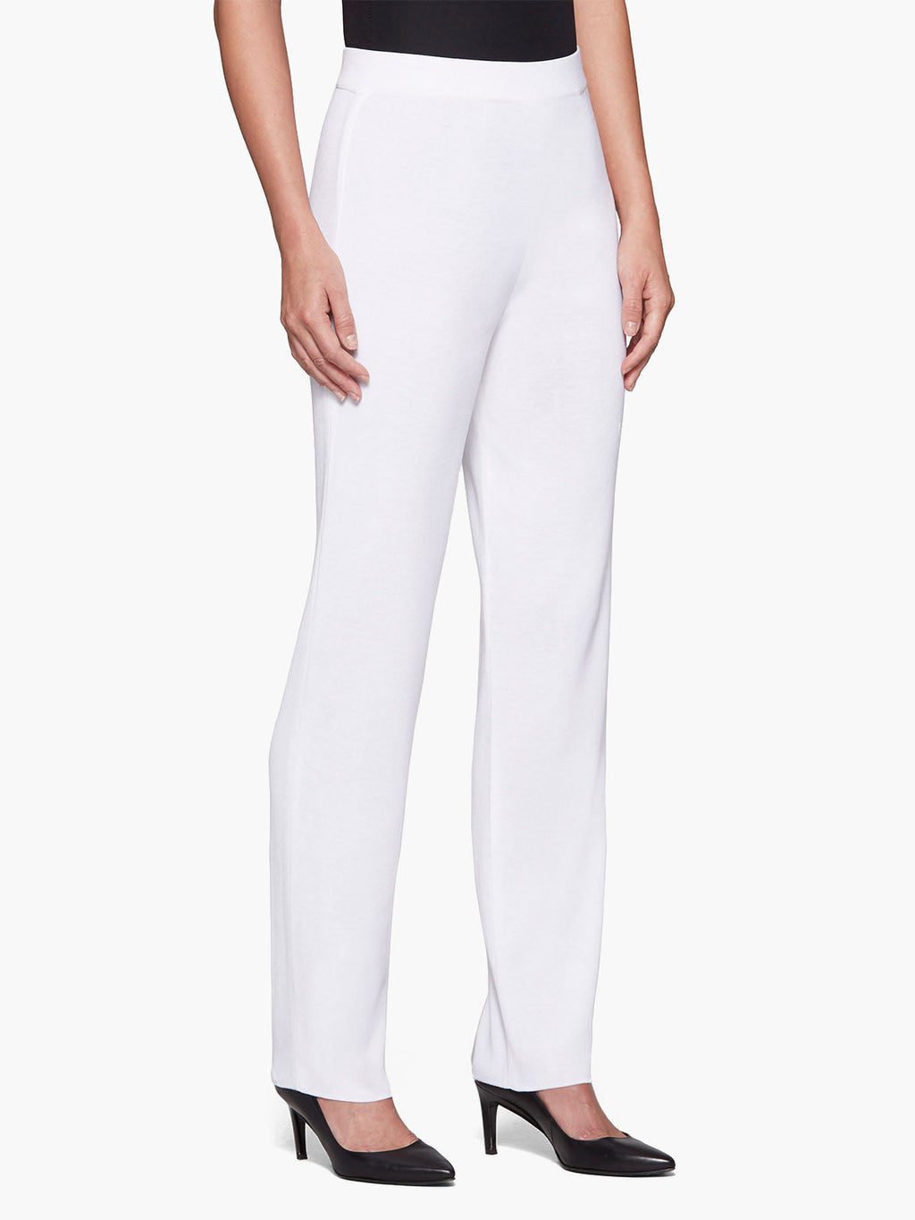 Nancy Straight Leg Mylana Knit Pant, White - True Fit
