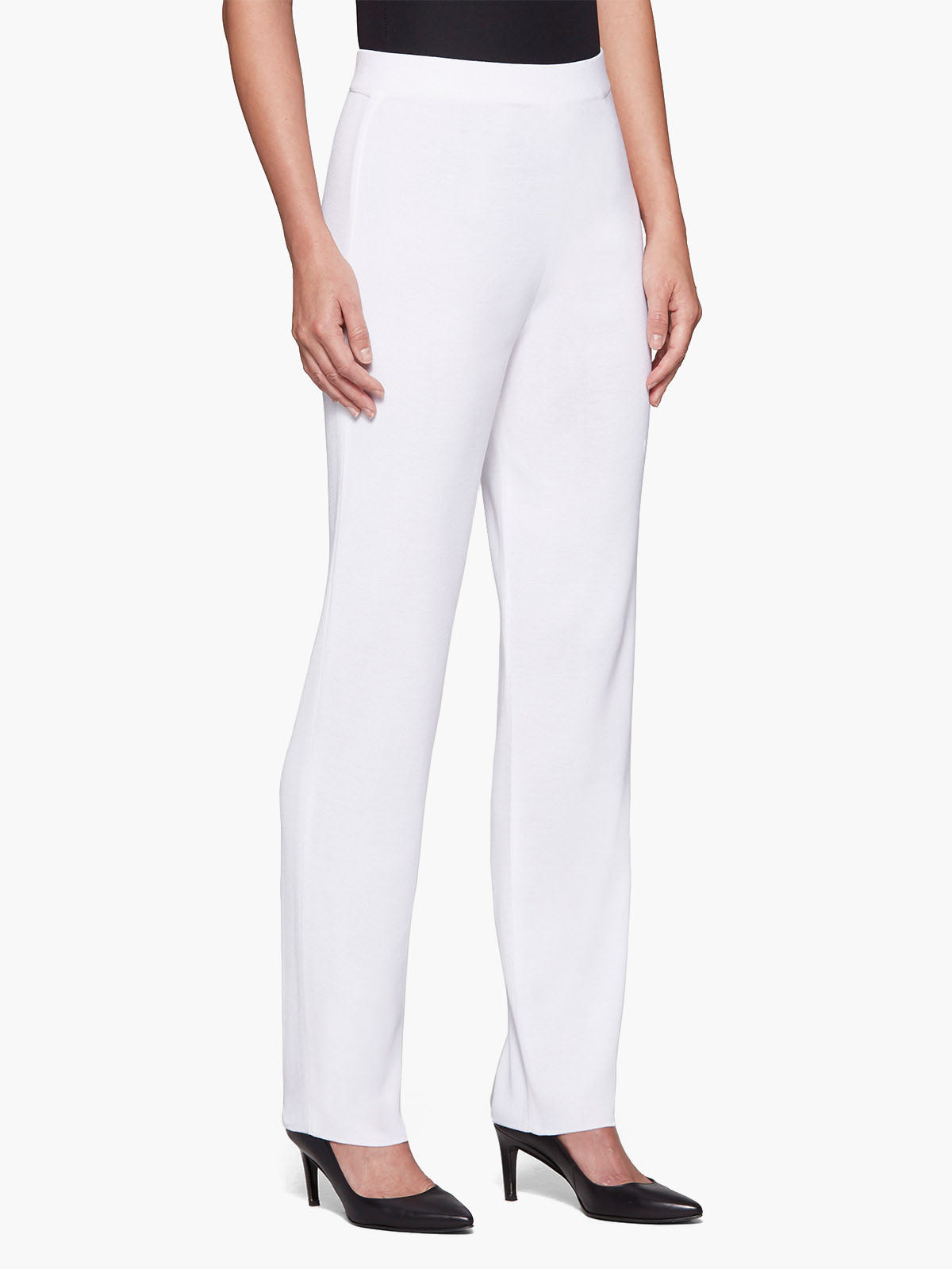 Nancy Straight Leg Mylana Knit Pant, White - True Fit