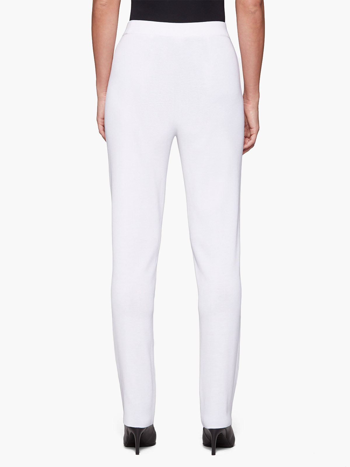 Nancy Straight Leg Mylana Knit Pant, White - True Fit