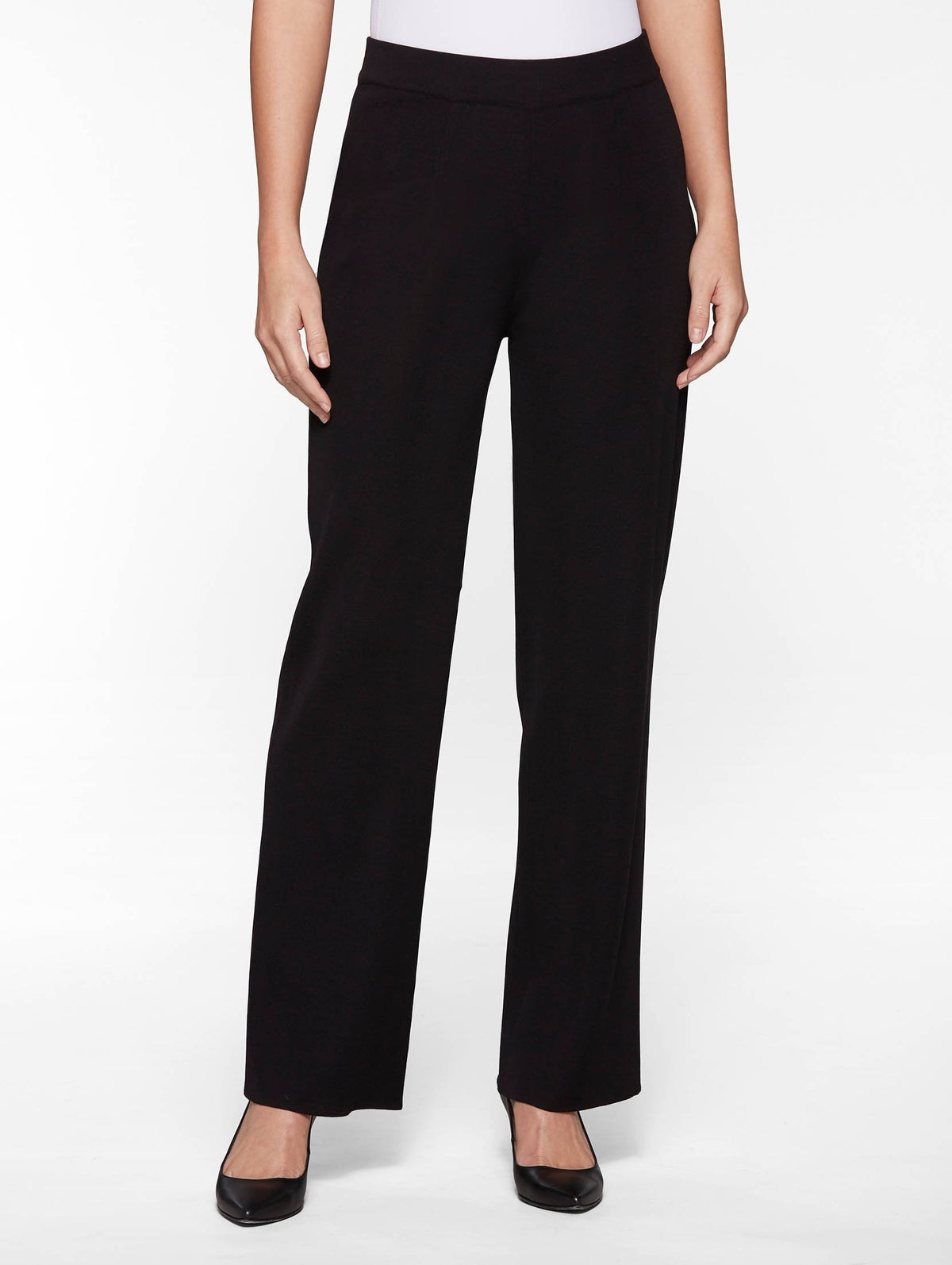 Nancy Wide Leg Mylana Knit Pant, Black - True Fit
