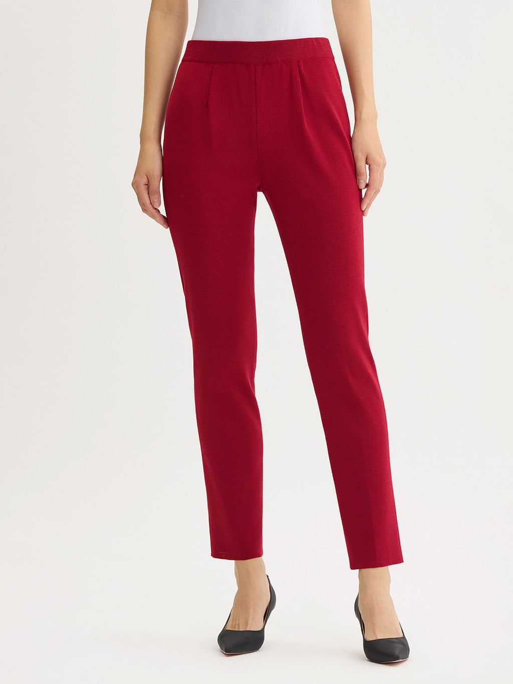 Nancy Slim Leg Mylana Knit Pant, Scarlet