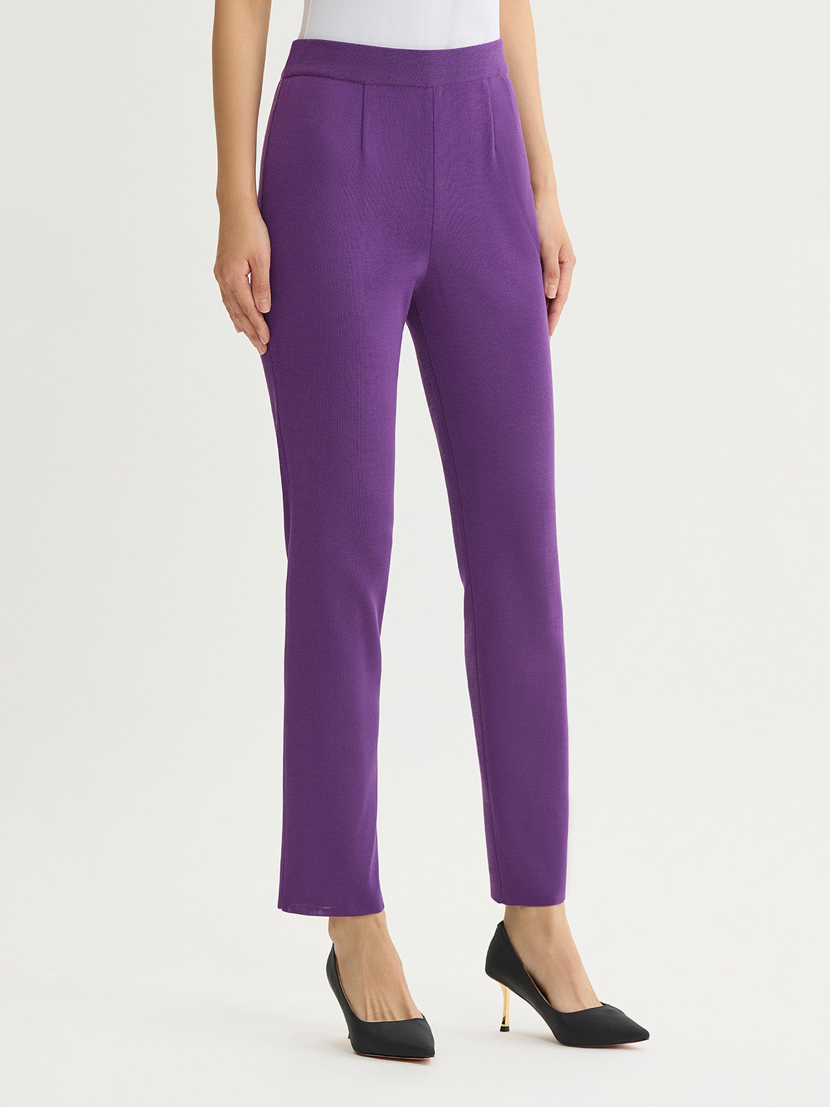 Nancy Slim Leg Mylana Knit Pant, Fresh Purple