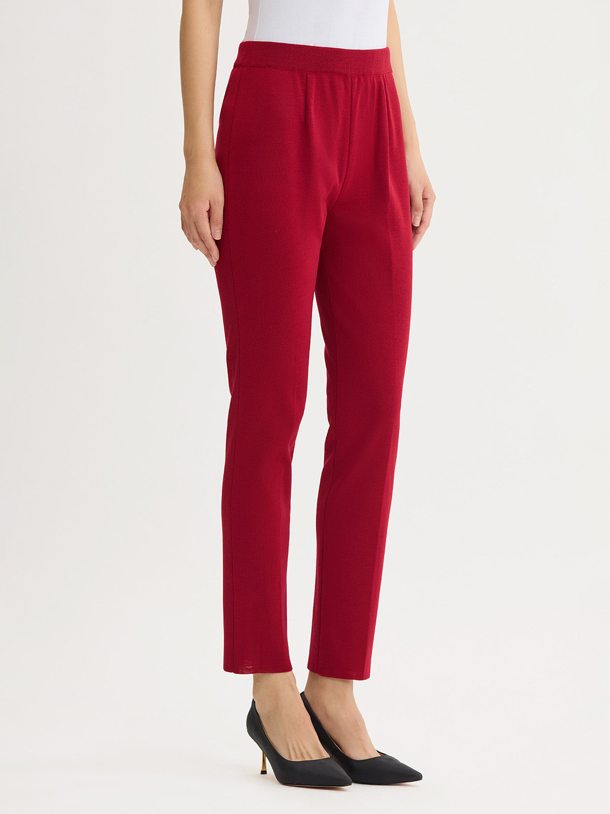 Nancy Slim Leg Mylana Knit Pant, Scarlet