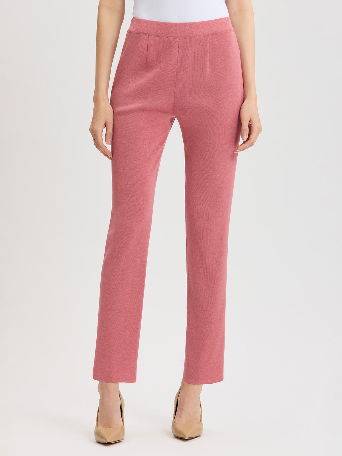 Nancy Slim Leg Mylana Knit Pant, Honey Suckle