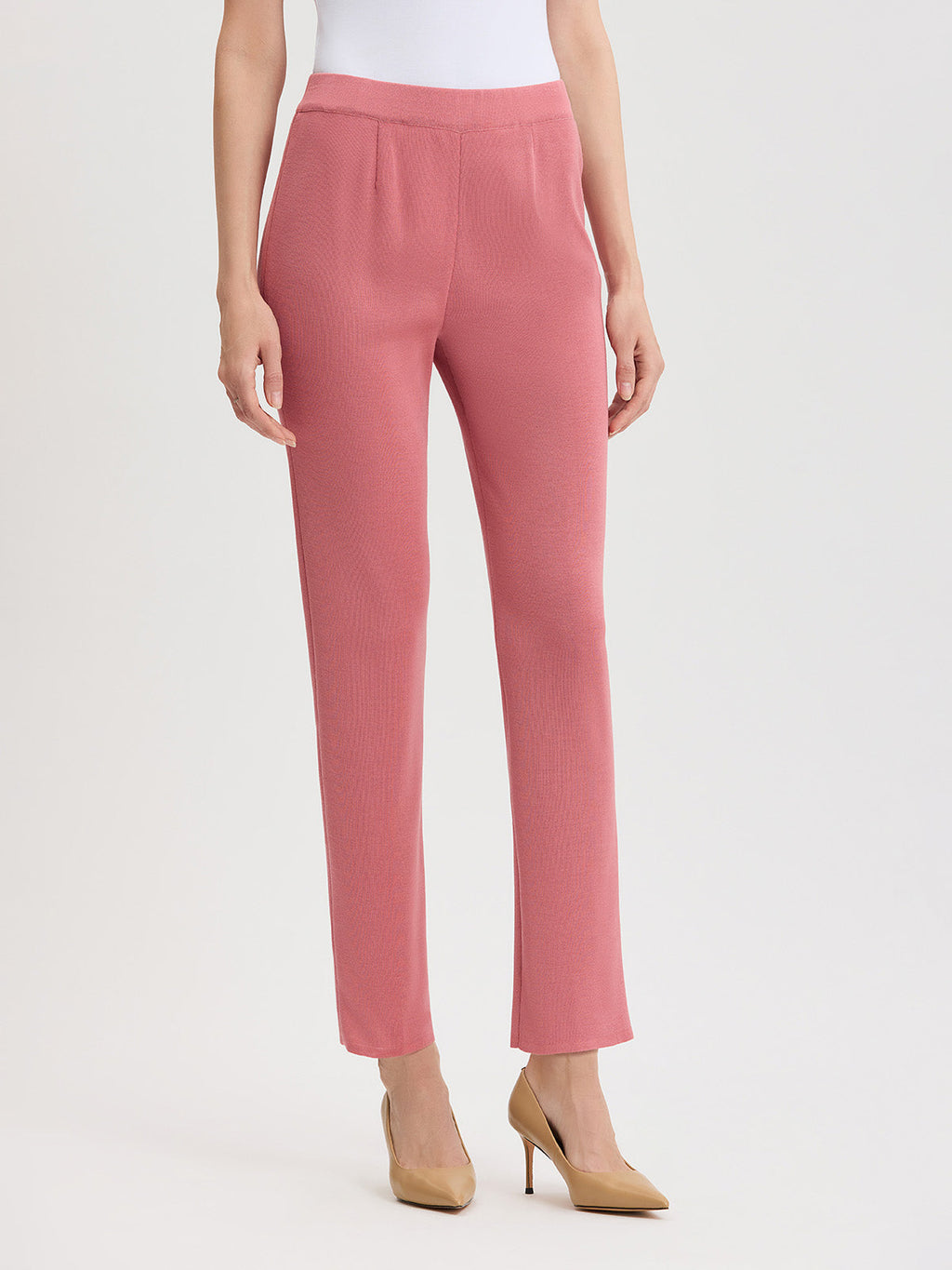 Nancy Slim Leg Mylana Knit Pant, Honey Suckle