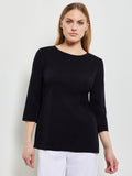3/4 Sleeve Mylana Knit Tunic, Black - True Fit