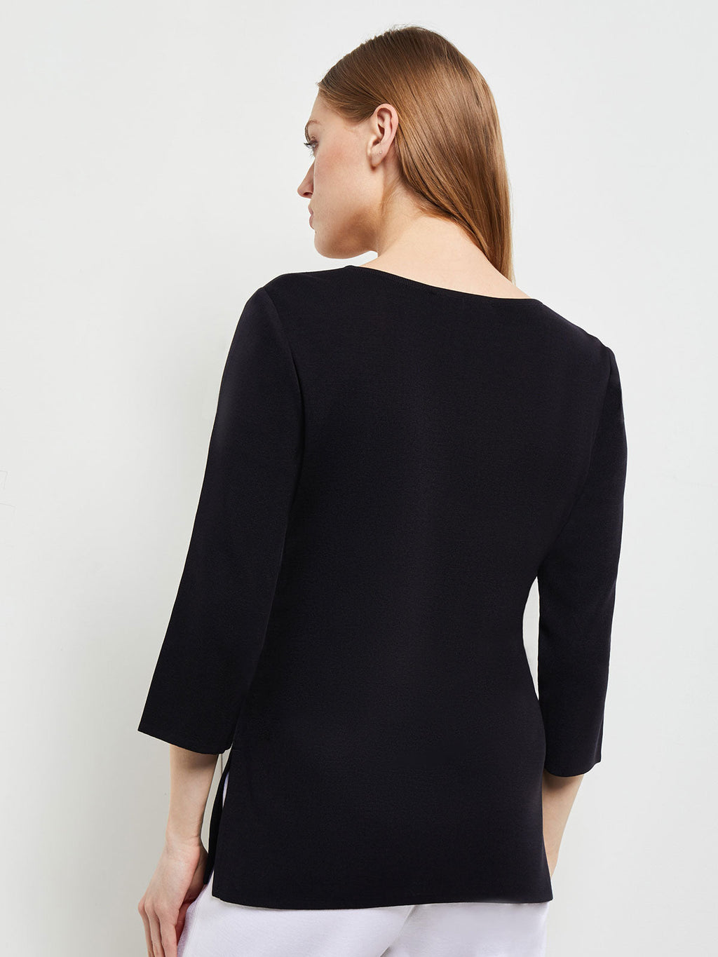 3/4 Sleeve Mylana Knit Tunic, Black - True Fit