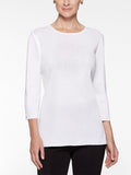 3/4 Sleeve Mylana Knit Tunic, White - True Fit