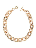Gold Hammered Oval Link Short Necklace