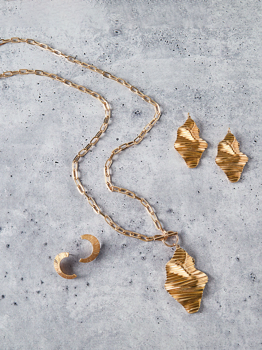 Ripple Textured Warm Gold Earrings