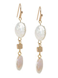 14K Matte Gold Freshwater Pearl Drop Earrings