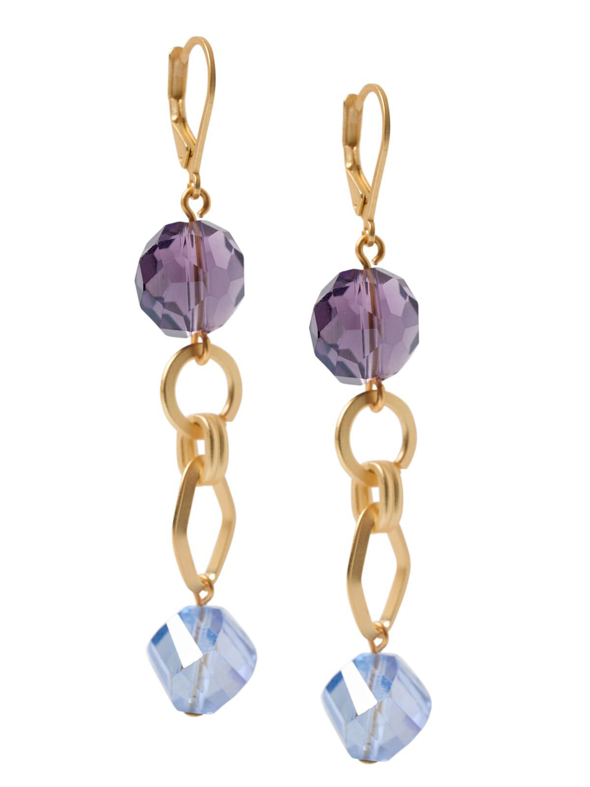 Tanzanite and Light Blue Crystal Earrings