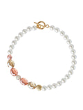 18K Matte Gold Plated Peach Crystal Necklace