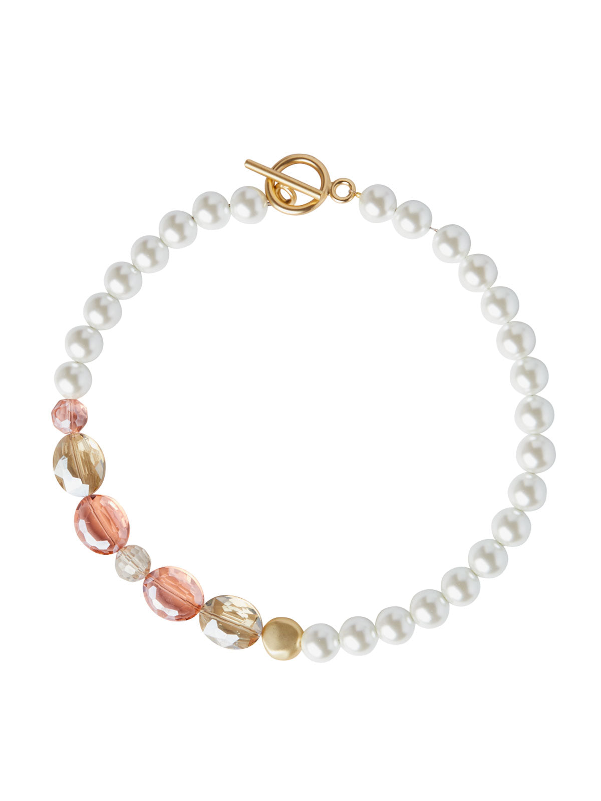 18K Matte Gold Plated Peach Crystal Necklace